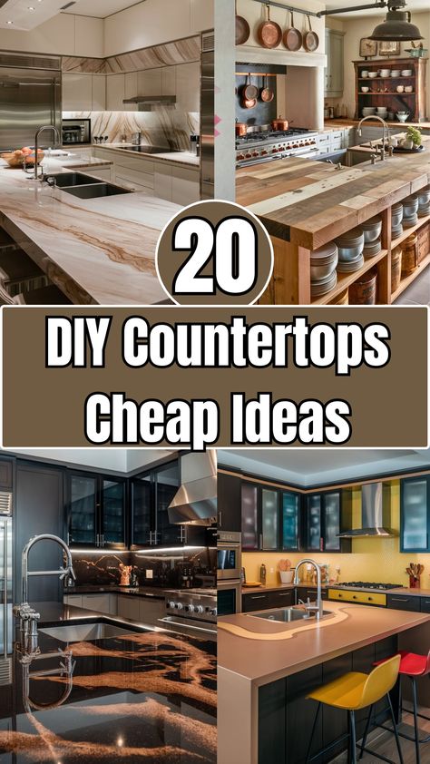 20 DIY Countertops Cheap [Within Budget] – craftydiyers.com Diy Countertops Cheap, Pallet Countertop, Countertops Cheap, Tile Countertops Diy, Kitchen Counter Diy, Affordable Countertops, Rustic Countertops, Cheap Kitchen Countertops, Countertop Redo