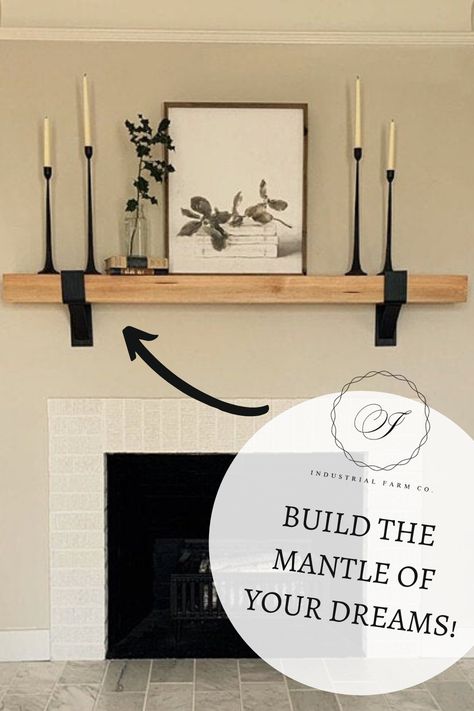 These handcrafted mantle brackets are easy to install, and perfect for your farmhouse DIY project! mantle diy, mantle diy floating, mantle diy easy, mantle diy fireplace, mantle brackets, industrial living room, industrial decor, industrial farmhouse, farmhouse decor, farmhouse living room, corbels ideas, mantle beam, mantle beam fireplace, living room decor, living room ideas, modern farmhouse livingroom, rustic decor, joanna gains style Mantle Shelf Ideas, Diy Mantle Shelf, Diy Mantel Shelf, Diy Wood Mantle, Floating Fireplace Mantle, Industrial Mantle Decor, Easy Mantle, Corbels Ideas, Mantel Farmhouse Decor