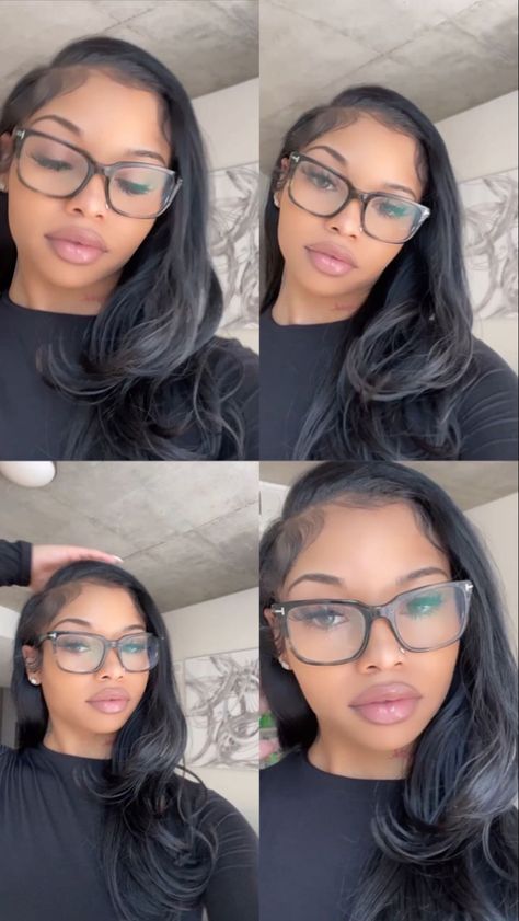 Glasses Inspiration, Pretty Females, Pretty Selfies, Black Girls Hairstyles, Pretty Face, Pretty Hairstyles, Hair Goals, Cute Hairstyles, Wig Hairstyles