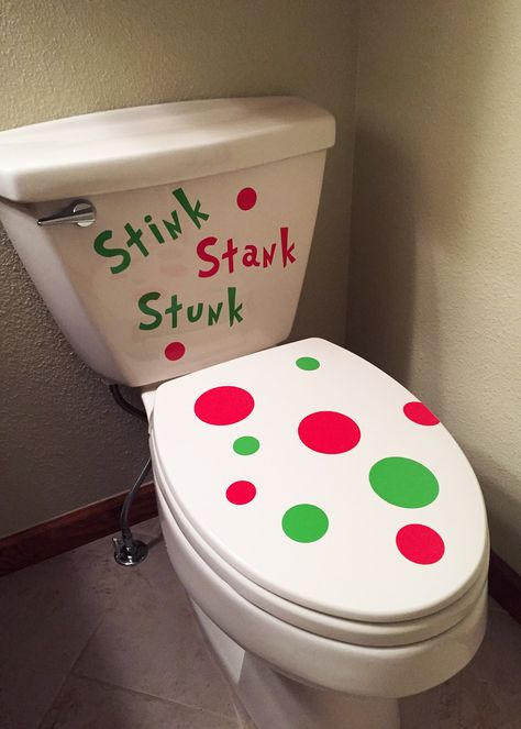 Stink, Stank, Stunk Grinch Toilet, Grinch Bathroom, Grinch Ideas, Grinch Stuff, Grinch Crafts, Grinch Decorations, Decor Christmas Home, Stink Stank Stunk, Grinch Christmas Party