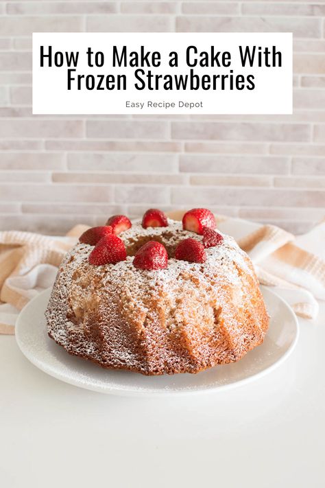 Learn how to make a cake with frozen strawberries! Our strawberry bundt cake is easy to make from scratch with fruit inside and out. Serve this for brunch, tea time, or dessert! Get the recipe and tips from Easy Recipe Depot. Cake With Frozen Strawberries, Strawberry Bundt Cake, Frozen Strawberry Recipes, Strawberry Sheet Cakes, Seasonal Baking, Make From Scratch, Holiday Baking Recipes, Make A Cake, Strawberry Cake Recipes