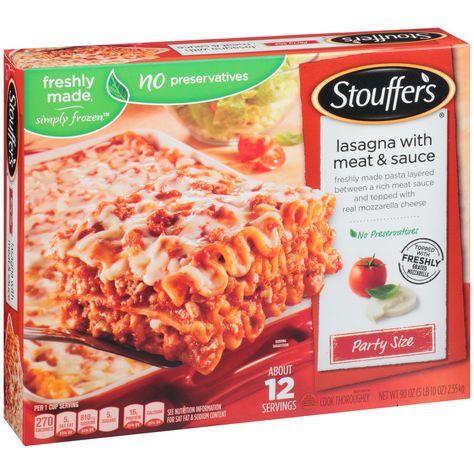 Stouffer's: Lasagna With Meat & Sauce  - Delish.com Stouffers Lasagna, Lasagna With Meat Sauce, Classic Family Meals, Frozen Lasagna, Hearty Snacks, Beef Lasagna, Meat Lasagna, Cheese Lasagna, Frozen Dinners