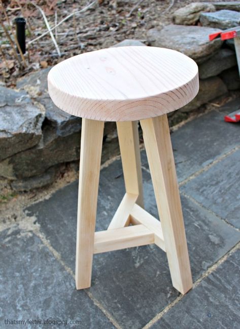 3 legged stool natural wood 3 Legged Stool, Three Legged Stool, Desk Stool, Diy Stool, Kursi Bar, Shop Stool, Wooden Stool, Wood Stool, Beginner Woodworking Projects