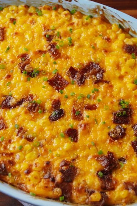 Cowboy Corn Casserole Vertical Cowboy Corn, Easy Dinner Casserole Recipes, Sweet Corn Casserole, Sweet Corn Recipes, Bacon Dishes, Barbecue Sides, Southern Cooking Recipes, Dinner Casserole Recipes, Bbq Salads