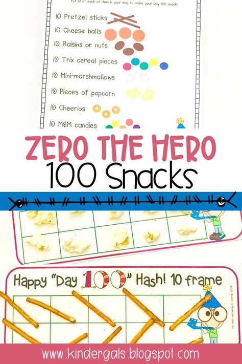 These hands on math treats are perfect for kindergarten and first grade classrooms to celebrate the 100th Day of School. The ideas are easy to set up and organize as independent centers. The printables provide easy activities for kids to master making a 10 to make this snack.   #zerothehero #day100 #makingaten Small Group Math Activities, Easy Activities For Kids, January Classroom, February Classroom, Teachers Toolbox, Math Organization, Zero The Hero, Free Lesson Plans, 100th Day Of School