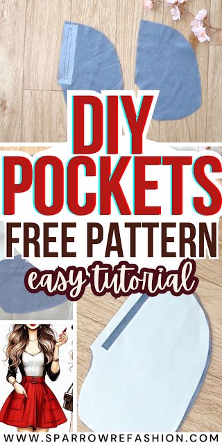 How to Add Pockets to a Dress-Easy Sewing Tutorial - Sparrow Refashion: A Blog for Sewing Lovers and DIY Enthusiasts Pocket Pattern Template, Sparrow Refashion, Sewing Easy, Sewing Easy Diy, Pattern Template, Free Pdf Sewing Patterns, Sew Easy, Diy Sewing Pattern, Seam Ripper