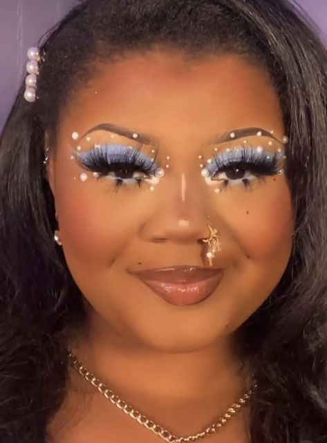 Jellyfish Inspired Makeup, Aquarius Makeup, Nutcracker Makeup, Black Queen Makeup, Birthday Makeup Looks, Face Art Makeup, Makeup For Black Skin, Work Makeup, Blue Prom Dress