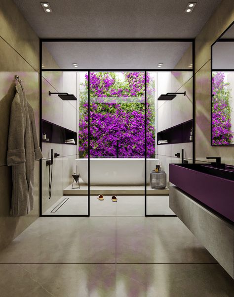 Bathroom Design on Behance Celebrity Bathrooms Master Bath, Open Concept Bathroom Master Baths, Bedroom With Bathroom Layout, Luxury Bathroom Design Master Baths, Luxury Modern Bathroom Interior Design, Open Space Bathroom, Luxury Bathroom Design Ideas, Elegant Master Bathrooms Luxury, Master Bathrooms Luxury Modern