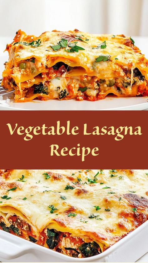 Lasagna, a classic comfort food, gets a wholesome twist with this vegetable-packed recipe. Bursting with vibrant roasted vegetables, creamy ricotta, and gooey layers of melted cheese, this dish is a feast for both the eyes and the taste buds. Whether you’re catering to vegetarians or simply looking to add a meat-free option to your dinner rotation, this Ultimate Vegetable Lasagna delivers all the flavor and comfort you crave, with a healthy boost of nutrients. Vegetable Lasagna Recipe With Ricotta, Lasagna With Vegetables And Meat, Roasted Vegetable Lasagna Recipe, Vegetable Lasagna Recipe Easy, Vegi Lasagna, Chicken Veggie Lasagna, Indian Lasagna Recipe, Eggplant Lasagna Vegetarian, Crockpot Vegetable Lasagna