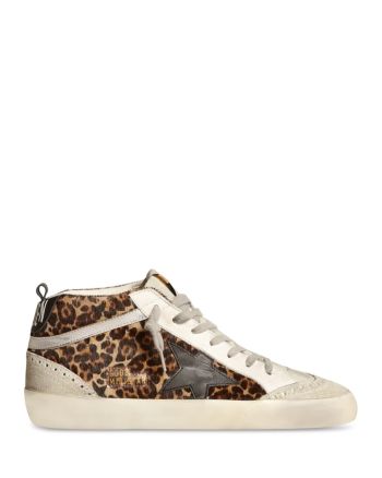 Golden Goose Women's Mid Star Horsy Almond Toe Animal Print Sneakers Mid Star Golden Goose, Golden Goose Mid Star Outfit, Leopard Print Shoes Outfit, Golden Goose Mid Star, Golden Goose Mid, Animal Print Sneakers, Leopard Print Sneakers, Leopard Print Shoes, Goose Shoes