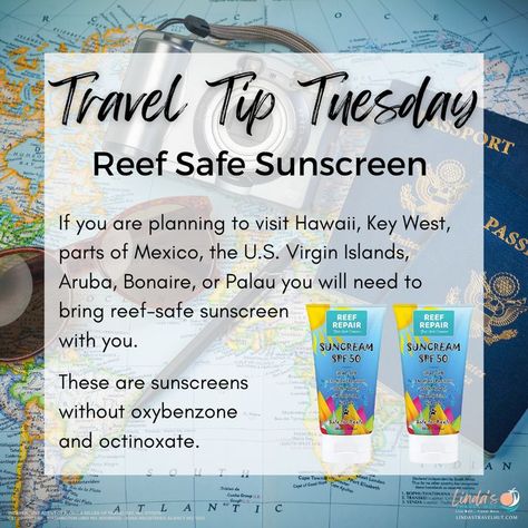 ✈️Travel Tip Tuesday✈️ If you are planning to visit Hawaii, Key West, parts of Mexico, the U.S. Virgin Islands, Aruba, Bonaire, or Palau you will need to bring reef-safe sunscreen with you. Check out some of these reef safe sunscreens!  https://amzn.to/3MYkLuF I’d love for you to join my private Facebook group. This is where I post things, additional information, and specials that you won’t see on my business page. www.facebook.com/groups/LTHVacations Travel Consultant Business, Travel Tip Tuesday, Reef Safe Sunscreen, Travel Agent Career, Travel Life Hacks, Safe Sunscreen, Tip Tuesday, Travel Marketing, Visit Hawaii