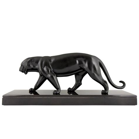 Irénée Rochard Animal Sculpture - Of Panther France 1930 French Art Deco Metal, Belgian Black Marble Panther Sculpture, Define Art, Art Deco Sculpture, Art Nouveau Art, Antique Collectors, Style Art Deco, Nouveau Art, Sculptures For Sale, Marble Art