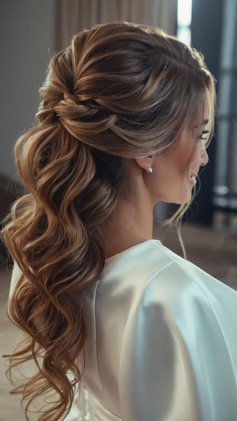 Half Up Half Down Ideas, Long Veils, Bride Hairstyles For Long Hair, Bridal Hair Half Up, Down Wedding Hairstyles, Half Up Half Down Wedding, Updo Styles, Half Updo, Wedding Hair Down