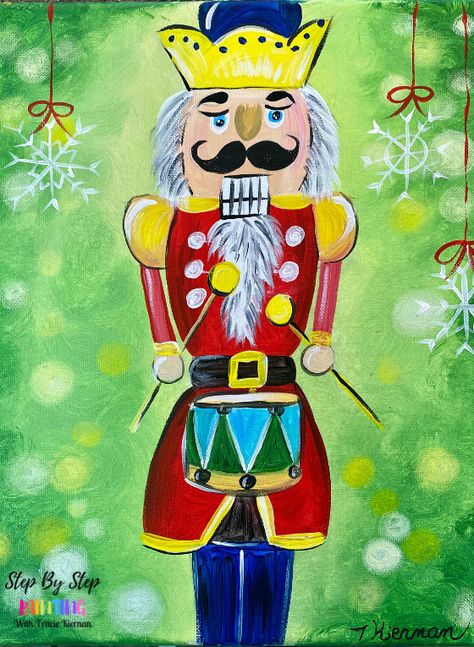 Nutcracker Exclusive Members Tutorial - Step By Step Painting With Tracie Kiernan Nutcracker Acrylic Painting, Tracie Kiernan, Nutcracker Painting, Paint Lessons, Nutcracker Crafts, Painted Crafts, Paint Tutorials, Diy Paintings, Painting Fabric