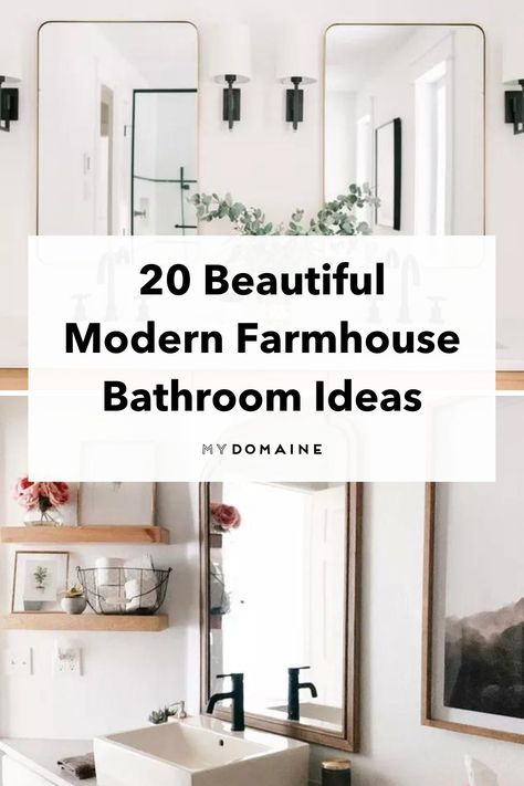 Modern Farmhouse Powder Room, Modern Farmhouse Master Bath, Modern Country Bathroom, Modern Cottage Bathroom, Modern Farmhouse Bathrooms, Vogue Decor, Modern Farmhouse Bathroom Ideas, Country Style Bathrooms, Farmhouse Bathroom Mirrors