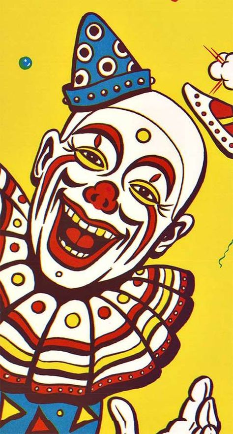 Creepy Clown Illustration, Circus Art Illustration, Clowns Wallpaper, Circus Mural, Vintage Clown Art, Creepy Clown Art, Clown Artwork, Circus Drawing, Circus Painting