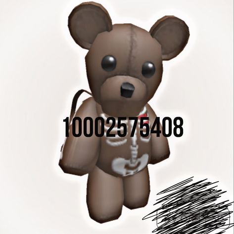 Skeleton Teddy Bear, Baddie Codes, Accessories Codes, Id Roblox, Roblox Brookhaven, Code Clothes, Outfit Roblox, Bear White, Star Tattoo Designs