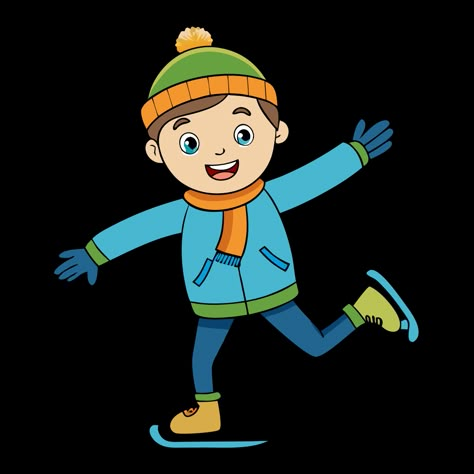 Boy Skating in Winter Clipart Ice Skating Cartoon, Skating Pictures, Picture Prompts, Style Boy, Winter Clipart, Boy Drawing, Cozy Accessories, Clipart Free, Winter Animals