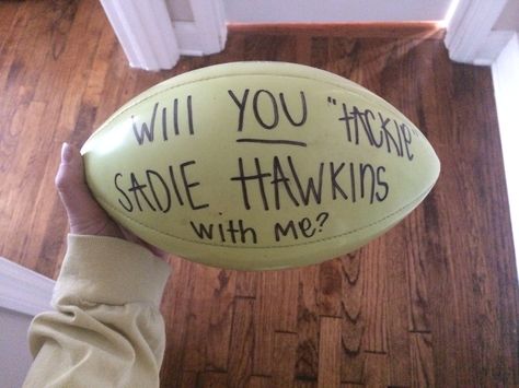 A way to ask a football player to Sadie Hawkins Asking Guys To Hoco, Girls Asking Guys To Hoco, Football Proposal, Sadie Hawkins Proposals, Girl Ask Guy, Sadies Proposal, Sadies Dance, Sadie Hawkins Dance, Formal Proposals