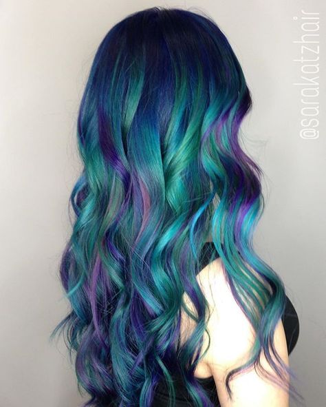 Galactic Mermaid! This look was created using @pravana @joico #colorintensity and @arcticfoxhaircolor. I love combining and mixing different colors and color lines to achieve the exact look My clients are going for. Babylights Hair, Purple Balayage, Mermaid Hair Color, Galaxy Hair, Vibrant Hair, Teal Hair, Color Hairstyles, Haircut Inspiration, Winter Hair Color