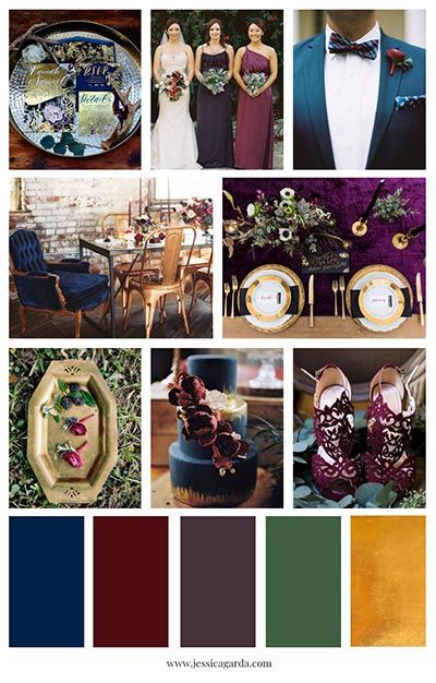 Bright Fall Wedding Colors | Wedding Color Palette | Fall Wedding Ideas Jewel Tone Wedding Inspiration, Winter Jewel Tones, Jewel Tone Wedding Party, Dark Jewel Tone Wedding, Jewel Tone Winter Wedding, Jewel Tones Color Palette, Jewel Wedding Colors, Jewel Tone Wedding Decor, Jewel Tones Wedding