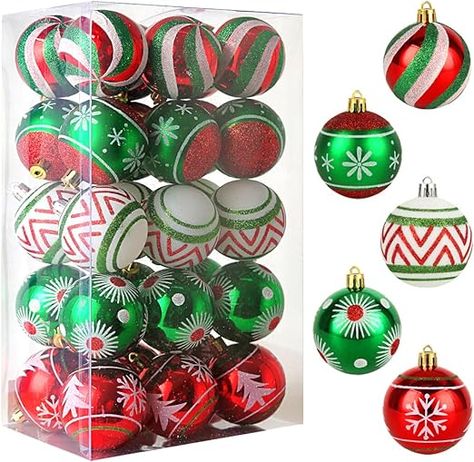 Christmas Ornaments Set, 30pcs 2.36inch Red Green White Christmas Balls Ornaments for Christmas Tree Decorations Shatterproof Hanging Baubles Decoration for Xmas Thanksgiving Holiday Party Home Decor Red And White Christmas Ornaments, White Christmas Balls, Red Green White Christmas, Christmas Ornaments Balls, Green White Christmas, Outdoor Christmas Tree Decorations, White Christmas Ornaments, Ornaments For Christmas, Outdoor Christmas Tree