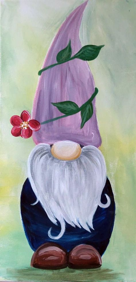 Spring Gnome Painting, Gnome Painting, Gnome Paint, Easter Canvas, Easter Paintings, Farmhouse Paintings, Acrylic Art Projects, Painting Party, Holiday Painting