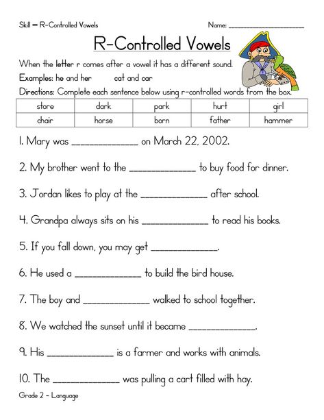 Grade R Worksheets PDF Preschool and Kindergarten | Learning Printable R Controlled Vowels Activities, Vowels Worksheet, Grade R Worksheets, R Controlled Vowels, Er Words, Short Vowel Worksheets, Phonics Worksheets Free, Vowel Activities, Vowel Worksheets