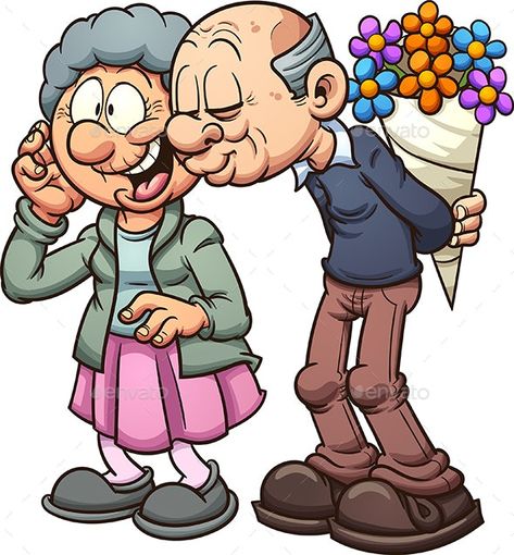 Love Vector, Illustration Kunst, Wall Decor Crafts, Old Couples, Cute Cartoon Drawings, Grandparents Day, Digi Stamps, Art And Illustration, 5d Diamond Painting