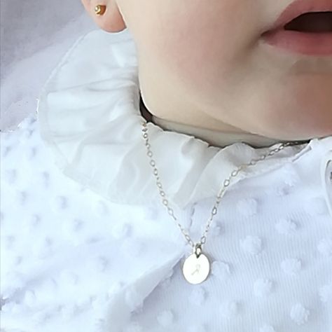 Jewelry For Baby Girl, Baby Girl And Mom, Toddler Jewelry, Tiny Cross Necklace, Grandmother Jewelry, Flower Girl Jewelry, Initial Disc Necklace, Baby Necklace