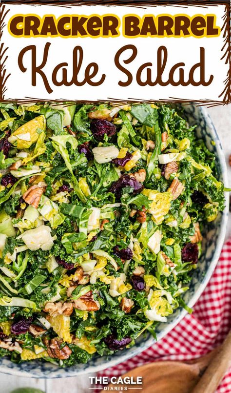 Cracker Barrel Kale Salad Recipe, Kale Salad Dressing, Kale Feta, Maple Dressing, Copycat Cracker Barrel, Kale Slaw, Dressing Salad, Clean Eating Salads, Salad Recipes Healthy Easy