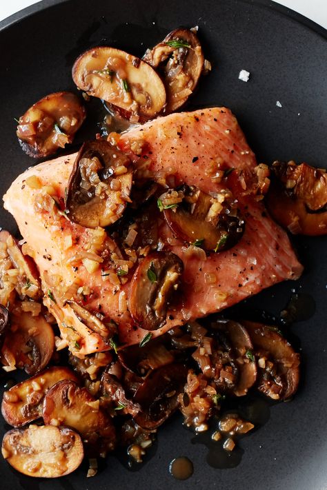 Salmon With Sautéed Mushrooms, Shallots and Fresh Herbs Recipe - NYT Cooking Shallots And Mushrooms, Salmon Mushrooms Recipes, Fish Mushroom Recipe, Fish And Mushrooms, Mushroom Salmon Recipes, Fish With Mushrooms Recipes, Salmon With Mushroom Sauce, Fish And Mushroom Recipe, Salmon Mushroom Recipes