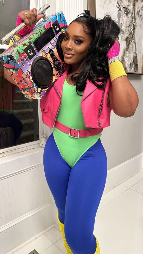 Yandy Smith-Harris | Just your average around the way girl💕🎉 . . My boo @rasheeda threw her hubby @frost117 an EPIC 80s Harlem style party in ATL. We had a… | Instagram 80s 90s Theme Party Outfit, 90s Theme Outfit Ideas, 90's Female Hip Hop Fashion, 80 Hip Hop Fashion Women, House Party Themed Party 90s Outfit, 80s Fashion Black Women Party, 1980 Party Outfit, 80s Cruise Outfit, 90s Fashion Black Women Hip Hop