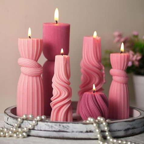 Amazon.com: Threlaco 6 Pcs Small Pillar Candles Aesthetic Candle Modern Ribbed Candles Set Cute Soy Wax Scented Ribbed Candle Twirl Geometric Decorative Candles for Home Decor for Living Room Bathroom(Green) : Home & Kitchen Ribbed Candles, Pillar Candle Decor, Bathroom Pink, Candle Modern, Candle Logo, Aesthetic Candle, Geometric Candles, Candles Aesthetic, Home Decor For Living Room