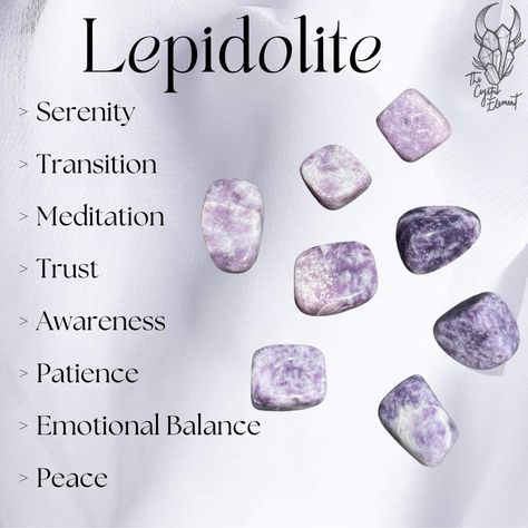 Lepidolite Tumbled Stone | Serenity Crystal | Crystal for Meditation | Lepidolite Crystal | Polished Gemstone Tumbled Stone | Purple Crystal Transition * Awareness * Meditation * Emotional Balance * Peace * Serenity * Trust * Patience Lepidolite is known as the stone of transition & the peace stone. It bestows inner peace & calm, encourages independence & assists in the release & reorganisation of old behavioural & psychological patterns, gently inducing change. Lepidolite is an excellent stone Glaucophane Crystal Meaning, Crystals For Patience, Lepidolite Aesthetic, Lepidolite Crystal Meaning, Birthstones Chart, Crystal Grimoire, Lepidolite Crystals, Crystal Goddess, Crystals Healing