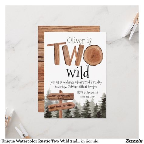 Woodland 2nd Birthday, Two Wild Invitation, Boy 2nd Birthday, Woodland Invitation, Birthday Watercolor, Watercolor Woodland, Two Wild, 2nd Birthday Invitations, Woodland Birthday