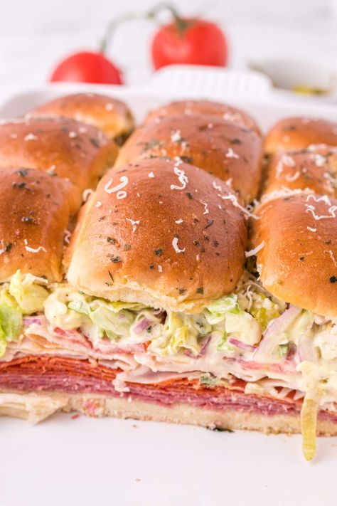 Sandwich Sliders Kings Hawaiian Italian, Grinder Mini Sandwiches, Hawaiian Roll Grinder Sandwich, Grinder Salad Sliders, Hey Roller Sandwiches, Italian Style Sliders, Grinder Slider Sandwiches, Taco Grinders Sandwiches, Grinder Sliders Recipe