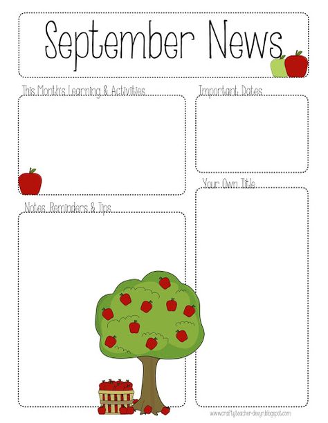 September Printable Newsletter -- ALL GRADES! | The Crafty Teacher School Newsletter Template Free, Class Newsletter Template, Newsletter Templates Word, Teacher Newsletter Template, September Newsletter, September Preschool, Kindergarten Newsletter, Class Newsletter, Preschool Newsletter Templates