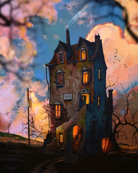 Francisco Fonseca ~ Goodnight Francisco Fonseca, Photo Arts, Secret Forest, Building Art, Halloween Haunted Houses, City House, Gorgeous Art, Halloween Haunt, Artist Painting