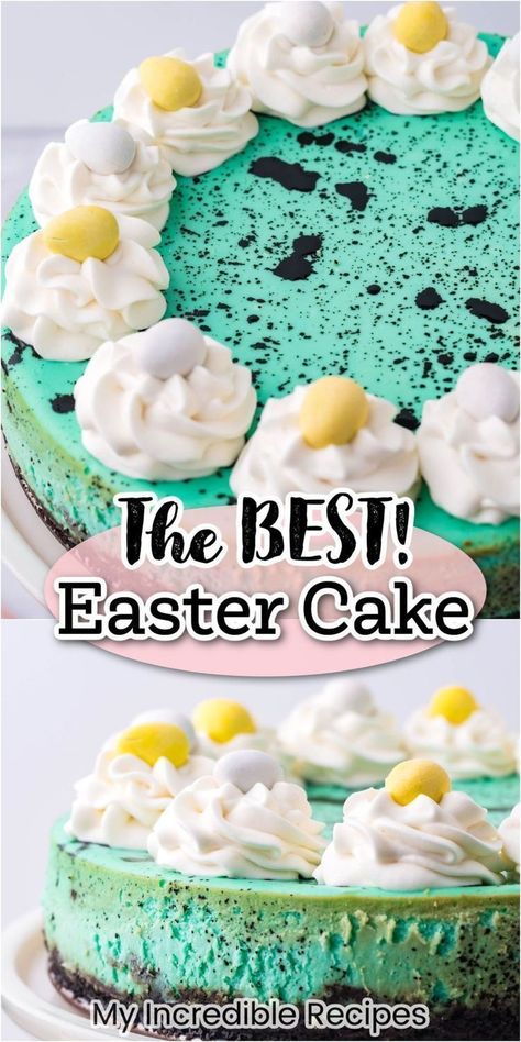 This easy Easter cheesecake is so easy to make and is perfect for Easter Sunday! Made with an Oreo crust, a creamy cheesecake layer, and more, this cheesecake is so easy and delicious! If you enjoy digging into a delicious dessert after having Easter dinner with your closest loved ones, ditch the pies and cakes from the store and prepare this incredible speckled egg cheesecake at home. Try this delicious Easter cheesecake today! Easter Carrot Cake Cheesecake, Easter Cheesecake Ideas, Peeps Cheesecake, Easter Cheesecake Recipes, Easter Cheesecakes, Easter Basket Cake, Easter Cheesecake, Cheesecake Layer, Carrot Cake Cheesecake