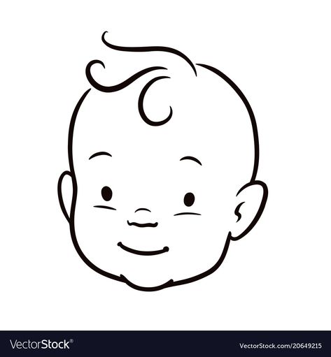 Baby Face Drawing, Line Cartoon, Face Black And White, Cute Cartoon Faces, Animal Masks For Kids, Line Vector, Baby Illustration, Face Illustration, Illustration Pen And Ink