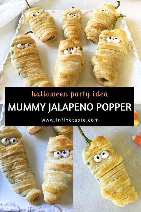 Easy Halloween Party Food, Easy Halloween Snacks, Halloween Snacks For Kids, Halloween Food Appetizers, Healthy Halloween Snacks, Crescent Dough, Halloween Appetizers, Yummy Mummy, Halloween Baking