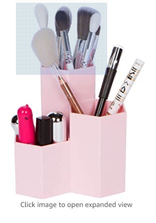 Groovi Beauty - Pink Makeup Brush and Pencil Holder - 3 Round Cups to Hold Makeup Brushes, Lipsticks, Eye and Lip Pencils Hair Brush Holder, Poppy Pins, Pink Makeup Brush, Pink Makeup, Lip Pencil, Brush Holder, Pencil Holder, Makeup Brush, Lipsticks