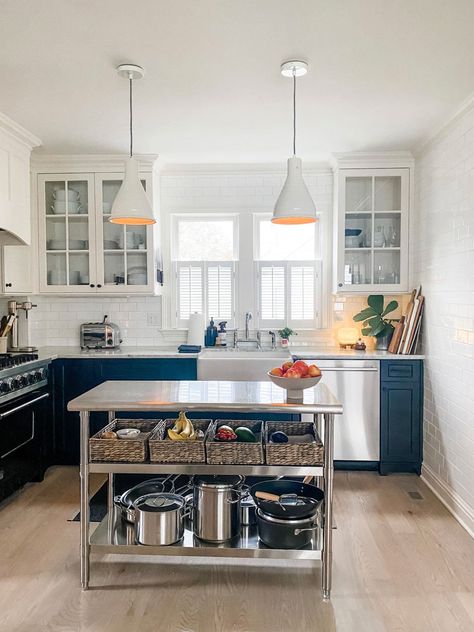 Kitchen With Stainless Steel Island, Metallic Kitchen Island, Stainless Island Kitchen, Amazon Kitchen Island, Kitchen Island Exposed Shelves, Stainless Kitchen Island, Stainless Steel Island Kitchen, Industrial Kitchen Design Stainless Steel, Steel Island Kitchen