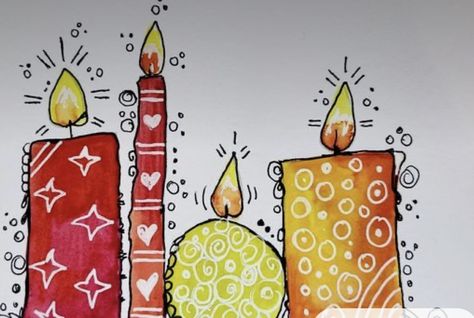 Happy Painting Weihnachten, Draw A Candle, Watercolor Christmas Cards Diy, Christmas Art Projects, Happy Painting, Christmas Cards Kids, Atv Riding, Christmas Doodles, Christmas Card Art