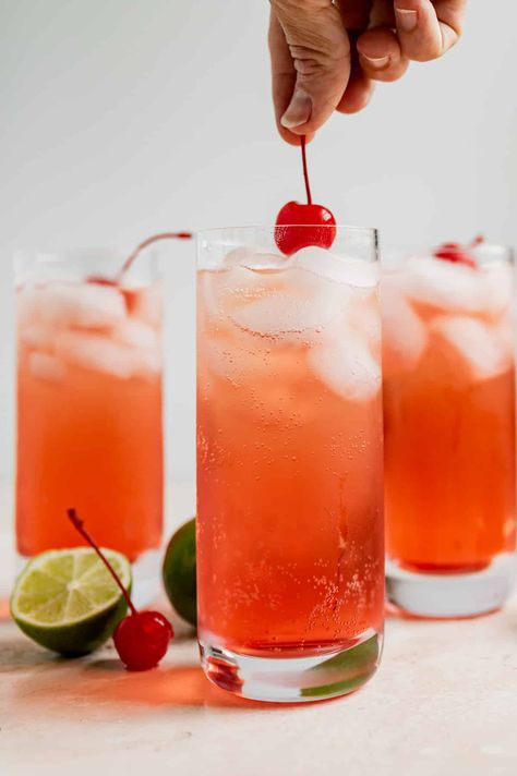 How to Make a Shirley Temple Drink | Tastes of Lizzy T Bday Food, Shirley Temple Drink, Summer Drink, Shirley Temple, 2 Ingredients, Summer Drinks, Easy Recipe, Old Fashioned, Art Inspo