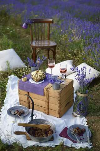 Lilly Lavender Cottage, Picnic Inspiration, Enjoy Your Meal, Romantic Picnics, Outdoor Eating, Lavender Field, Perfect Picnic, Picnic Set, Lovely Lavender