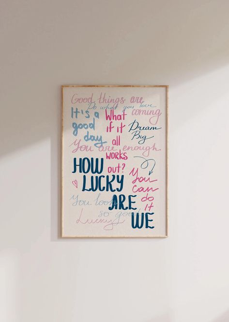 How Lucky Are We Wall Art Print Navy Blue Pink Preppy Print Retro Trendy Wall Art Aesthetic Dorm Decor Bedroom Wall Art Quote Printable - Etsy Etsy Room Decor Aesthetic, Poster Inspiration Bedroom, Small Wall Prints, How Lucky Are We, Blue Aesthetic Prints, Wall Prints Bedroom, Navy Blue Rooms, Lucky Quotes, Diy Dorm Decor