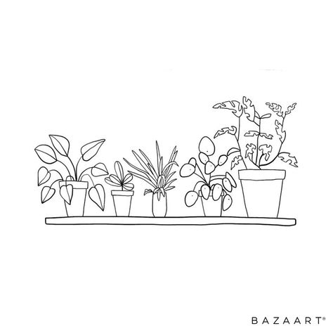 House Plant Sketch, Plant Shelf Tattoo, Plant Sketches Doodles, Plant Sketch Pencil, Botanical Tattoo Minimalist, Houseplant Drawing, Plants Line Art, Plant Outline, Quetzalcoatl Tattoo