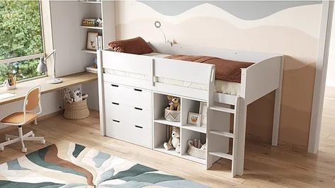 Mid Sleeper Cabin Bed, Mid Sleeper, Mid Sleeper Bed, Cube Unit, Stylish Doors, Clothes Toys, Sleeper Bed, Bed Full, Cabin Bed